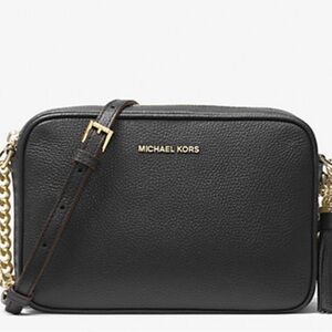 Michael Kors Ginny Leather Crossbody Bag Black